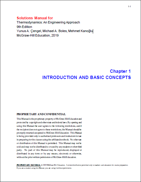 Solutions Manual for Thermodynamics: An Engineering Approach by Cengel, Boles & Kanoğlu - 9th Edition